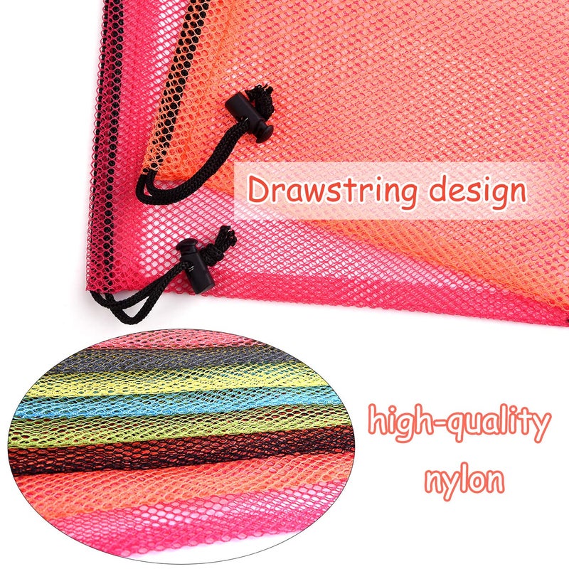 KUUQA 15 Pcs Mesh Drawstring Bags, Nylon Mesh Stuff Sacks for Storage, Travel, Sports (9 Colors) - Image 3
